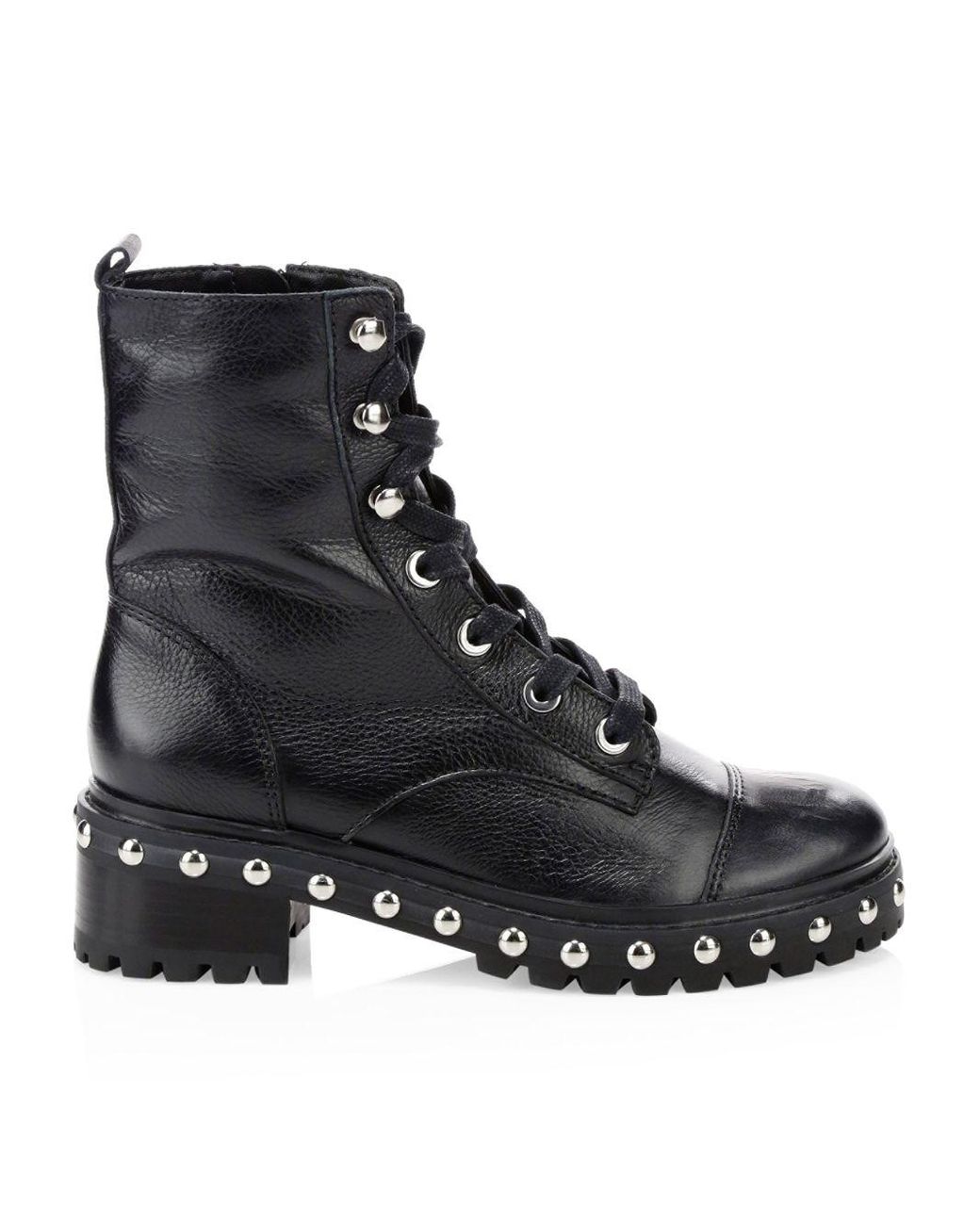 SCHUTZ SHOES Andrea Studded Leather Combat Boots in Black | Lyst