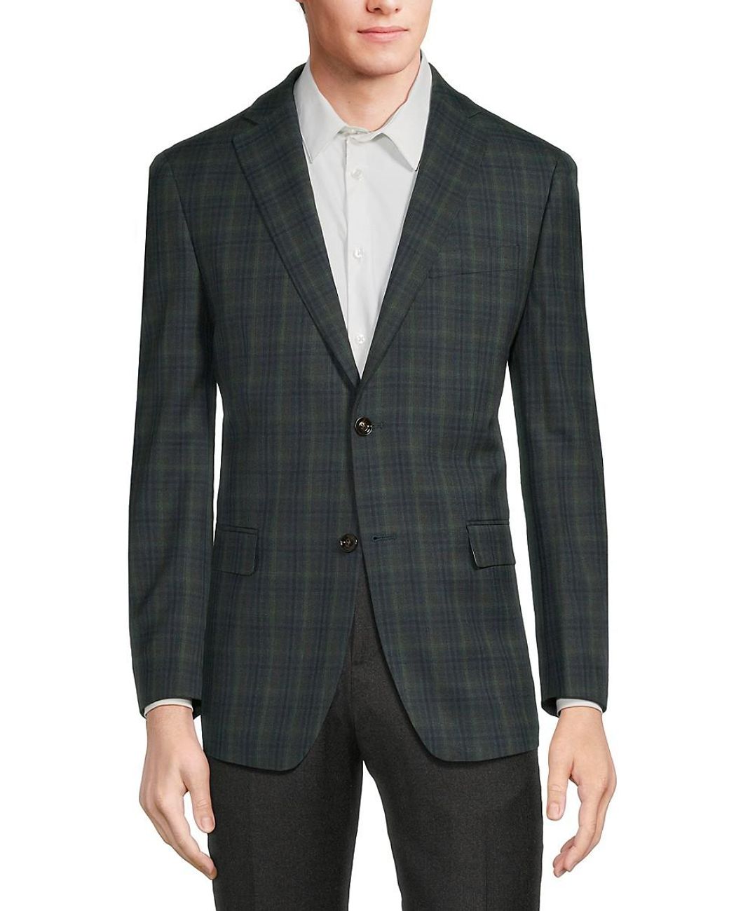 Mens green plaid blazer cheap