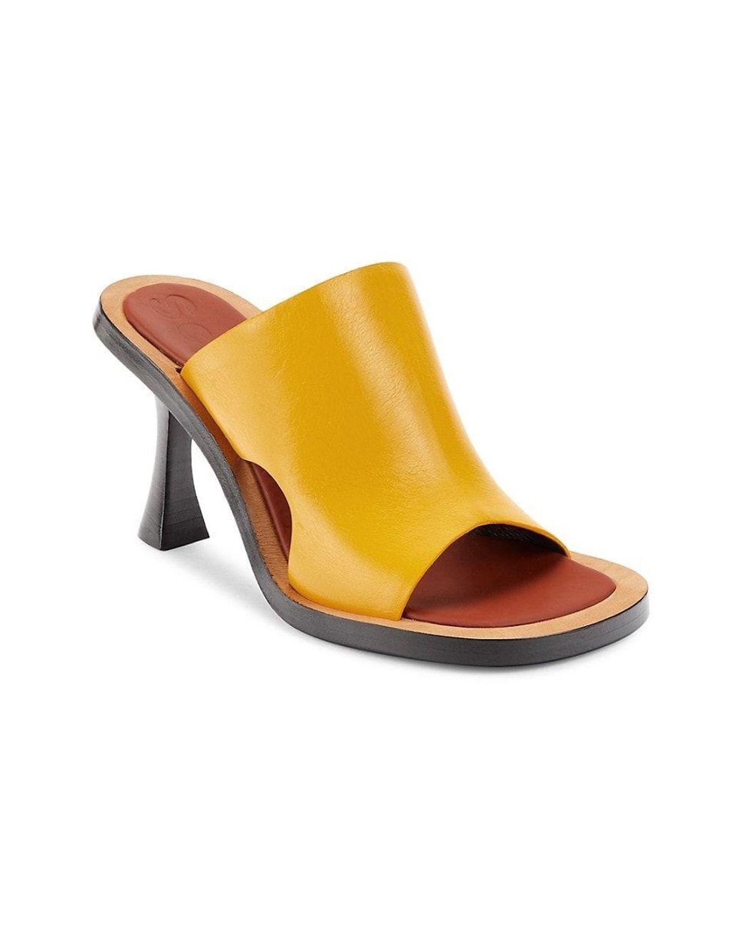 Proenza Schouler Ledge Leather Stiletto Mules in Yellow Lyst