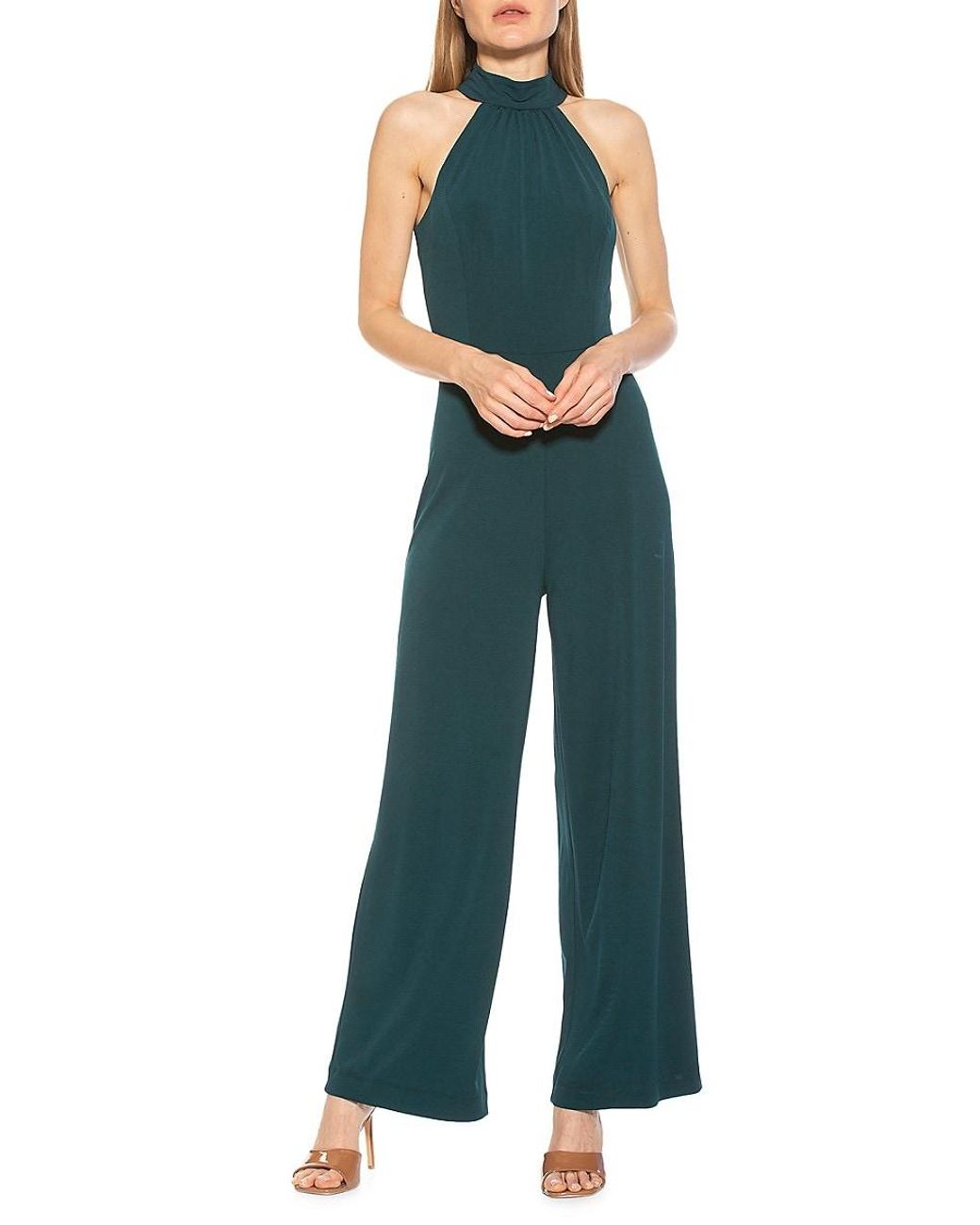 Alexia Admor Synthetic Meghan Halterneck Jumpsuit in Emerald (Green) | Lyst