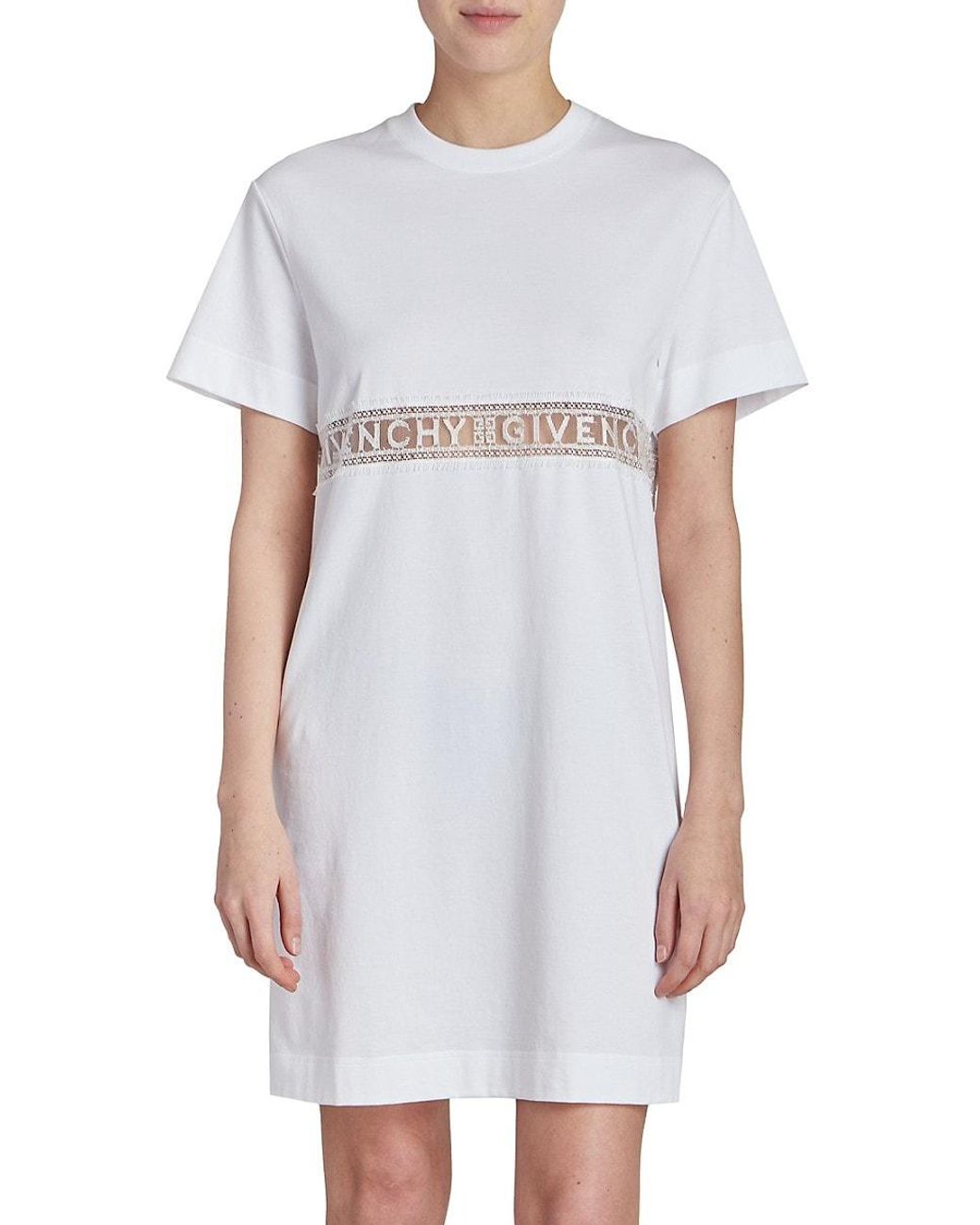 Givenchy Lace Incrustation Logo T Shirt Dress in White | Lyst Canada