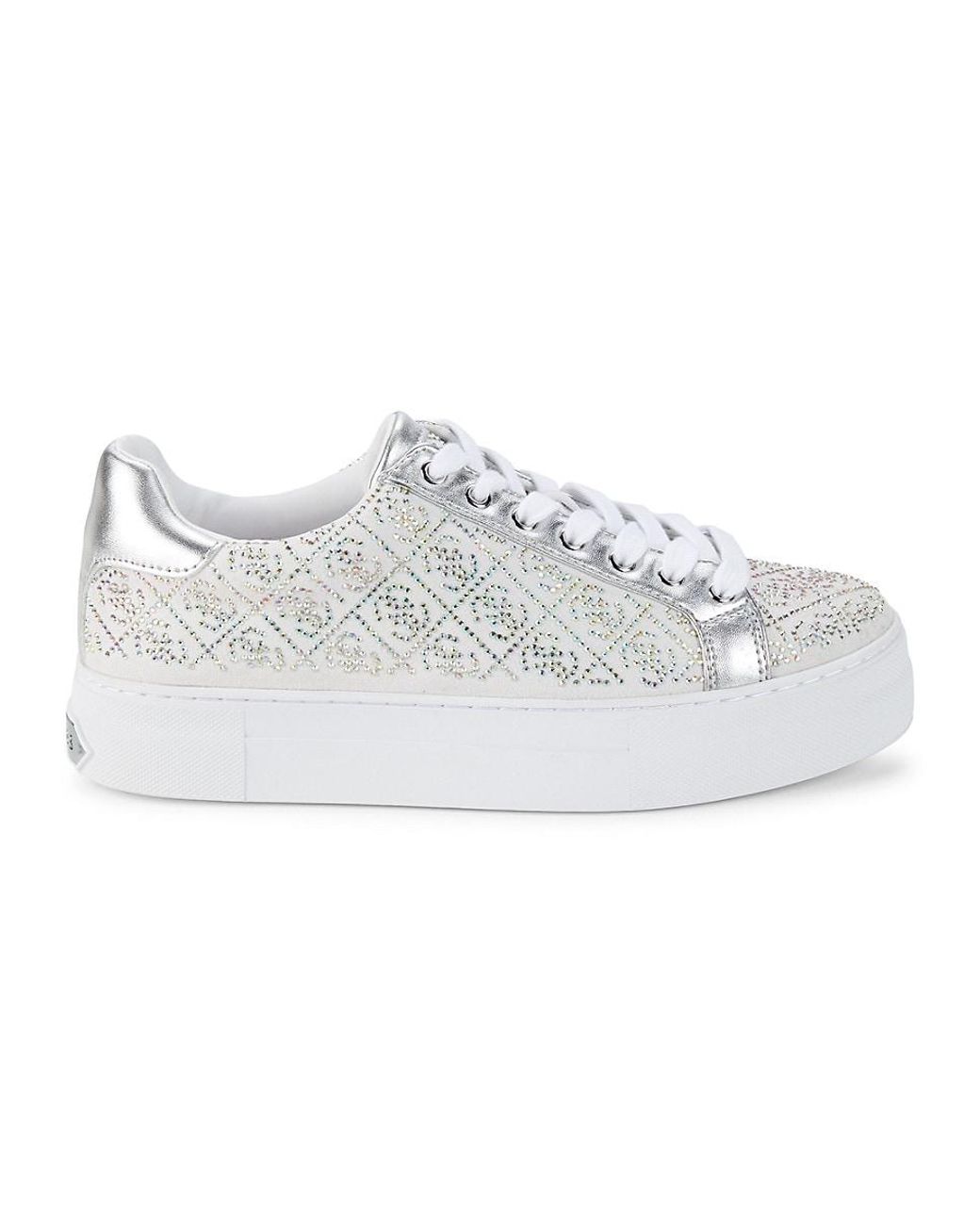 Guess Gelsen 2 Embellished Platform Sneakers in White | Lyst Canada
