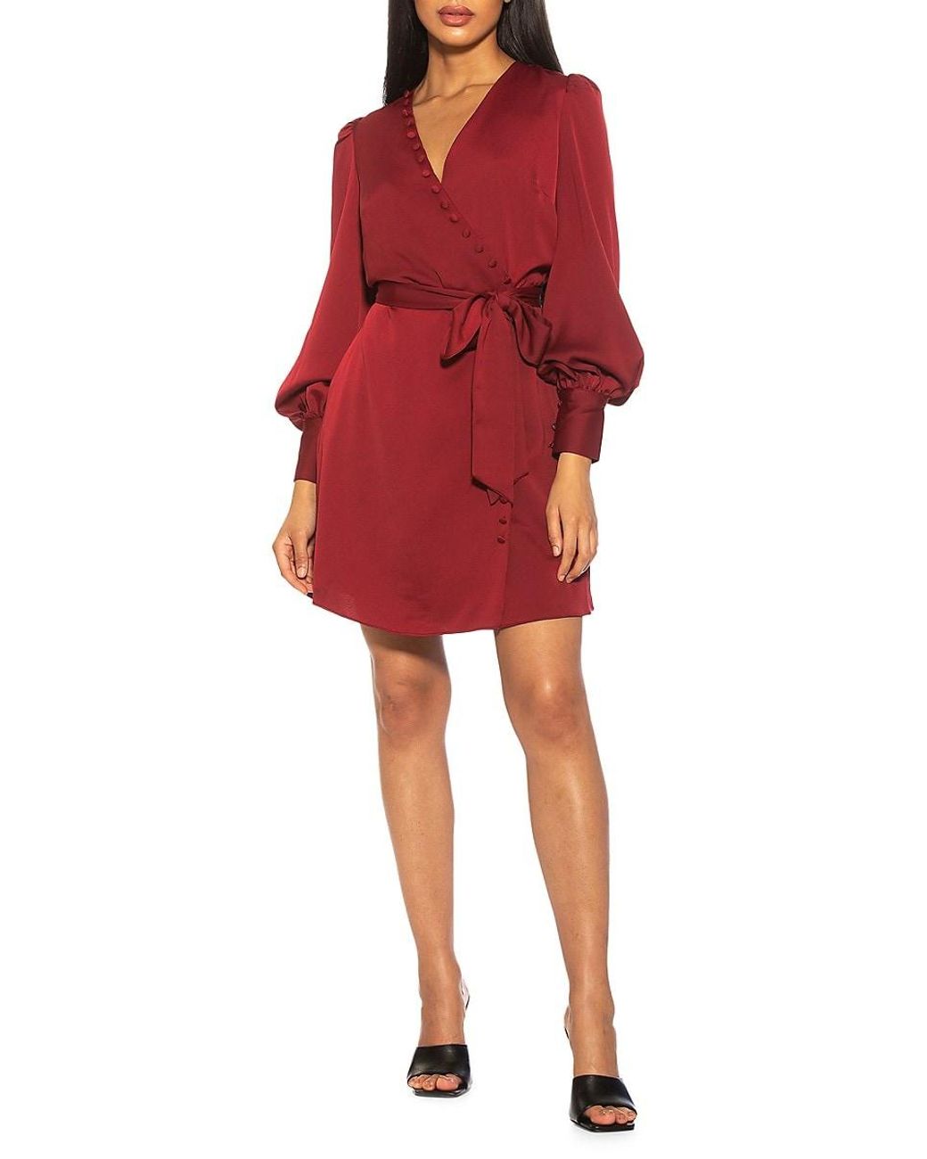 Alexia Admor Synthetic Arya Button-front Wrap Dress in Burgundy (Red) | Lyst