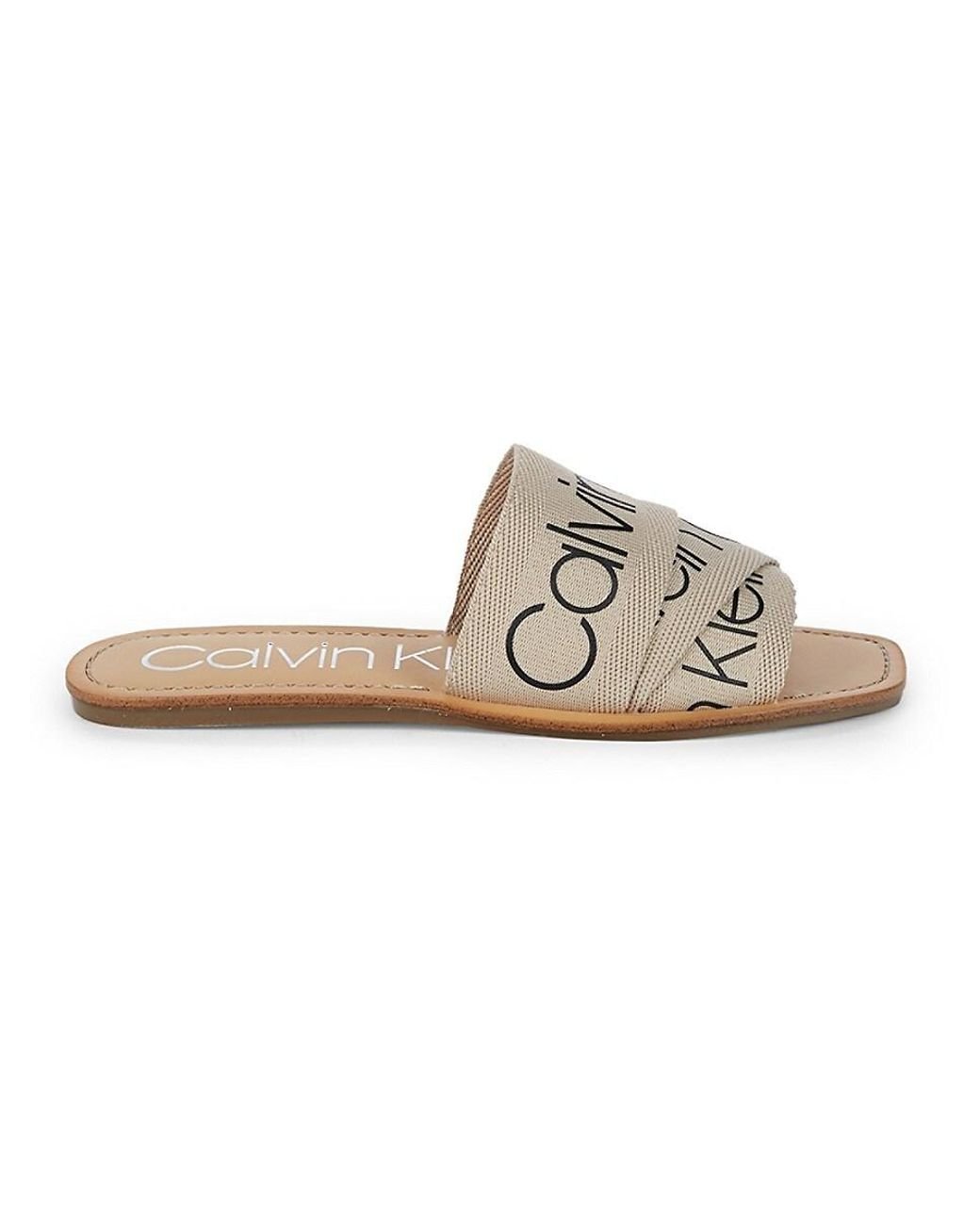 Calvin Klein Synthetic Bainy Logo Slides in White Lyst