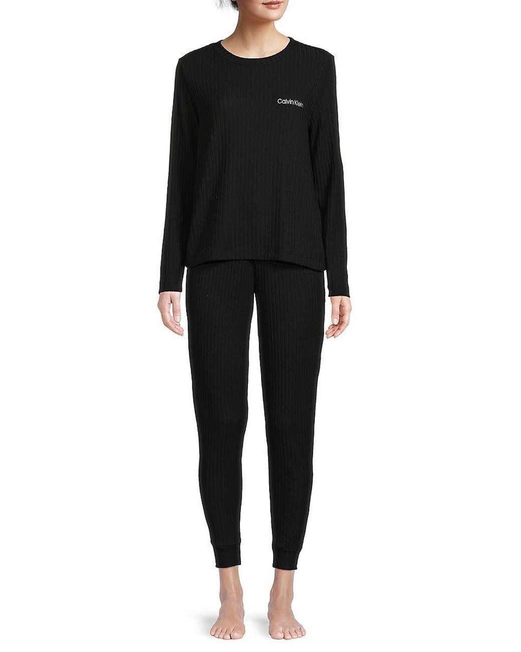 Calvin Klein 2-piece Ribbed Top & joggers Set in Black | Lyst