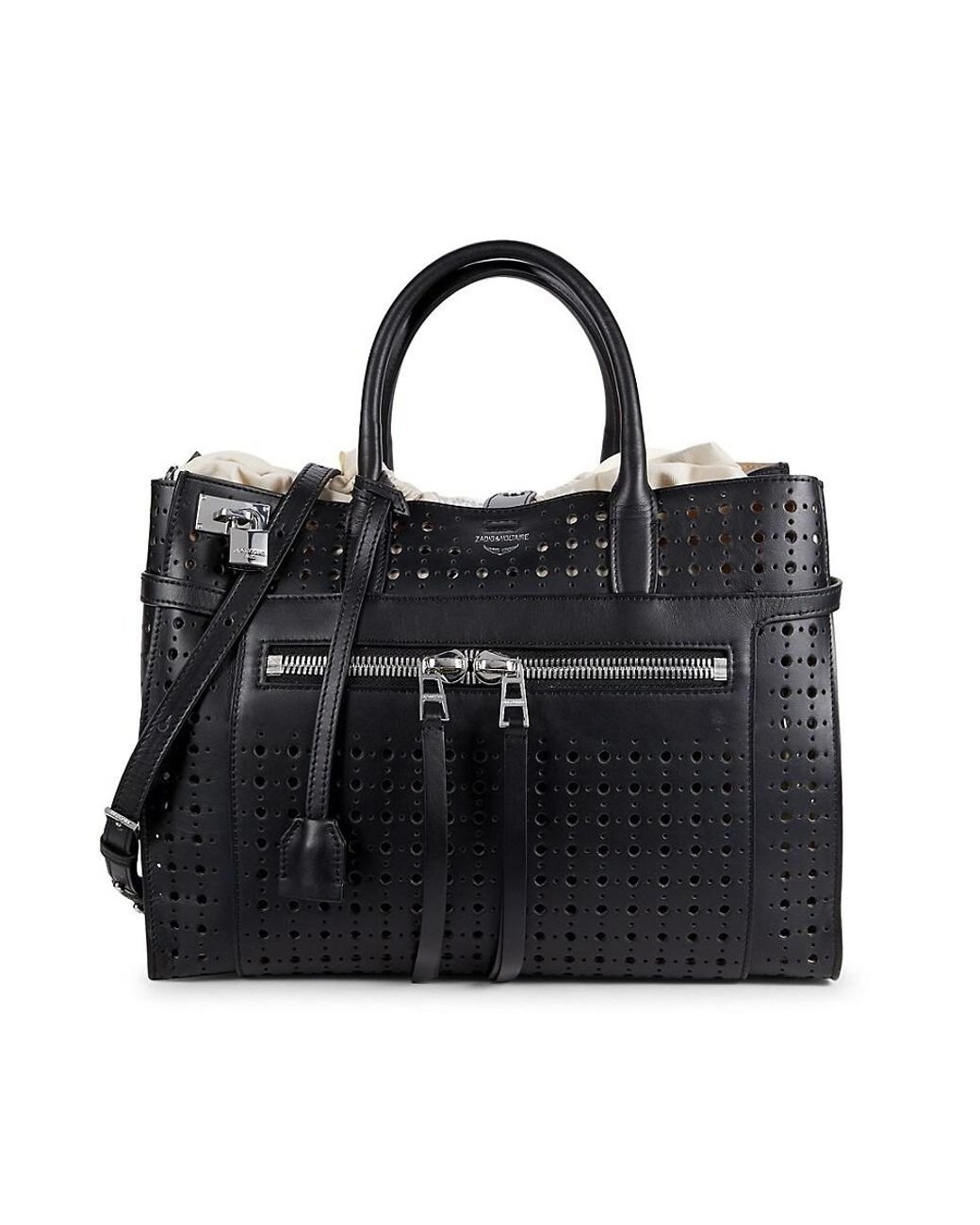 Zadig Voltaire Candide Laser Cut Leather Tote in Black Lyst Australia