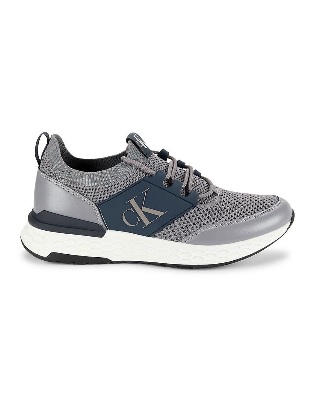 Calvin Klein Textured Logo Sneakers in Blue for Men Lyst