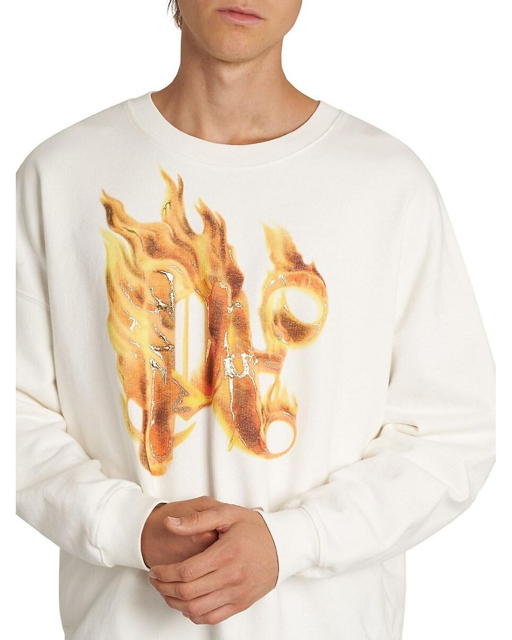 スウェット・トレーナー PALM ANGELS COTTON \"BURNING MONOGRAM\" PRINT SWEATSHIRT Palm Angels Men's Cotton Sweatshirt - Burning Monogram, L