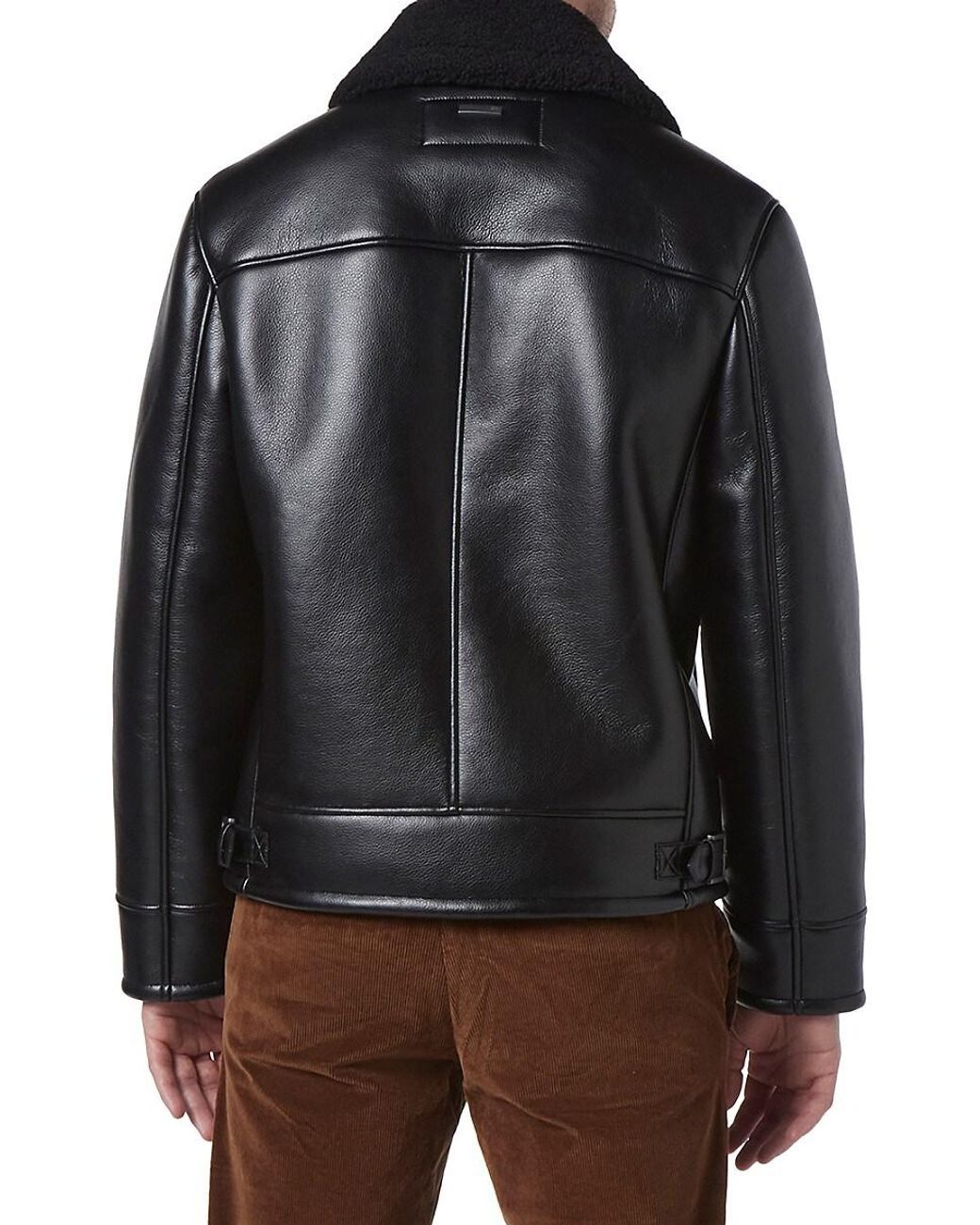 Andrew Marc New York Cadman Faux Sherling Trim Faux Leather Jacket in Black for Men Lyst