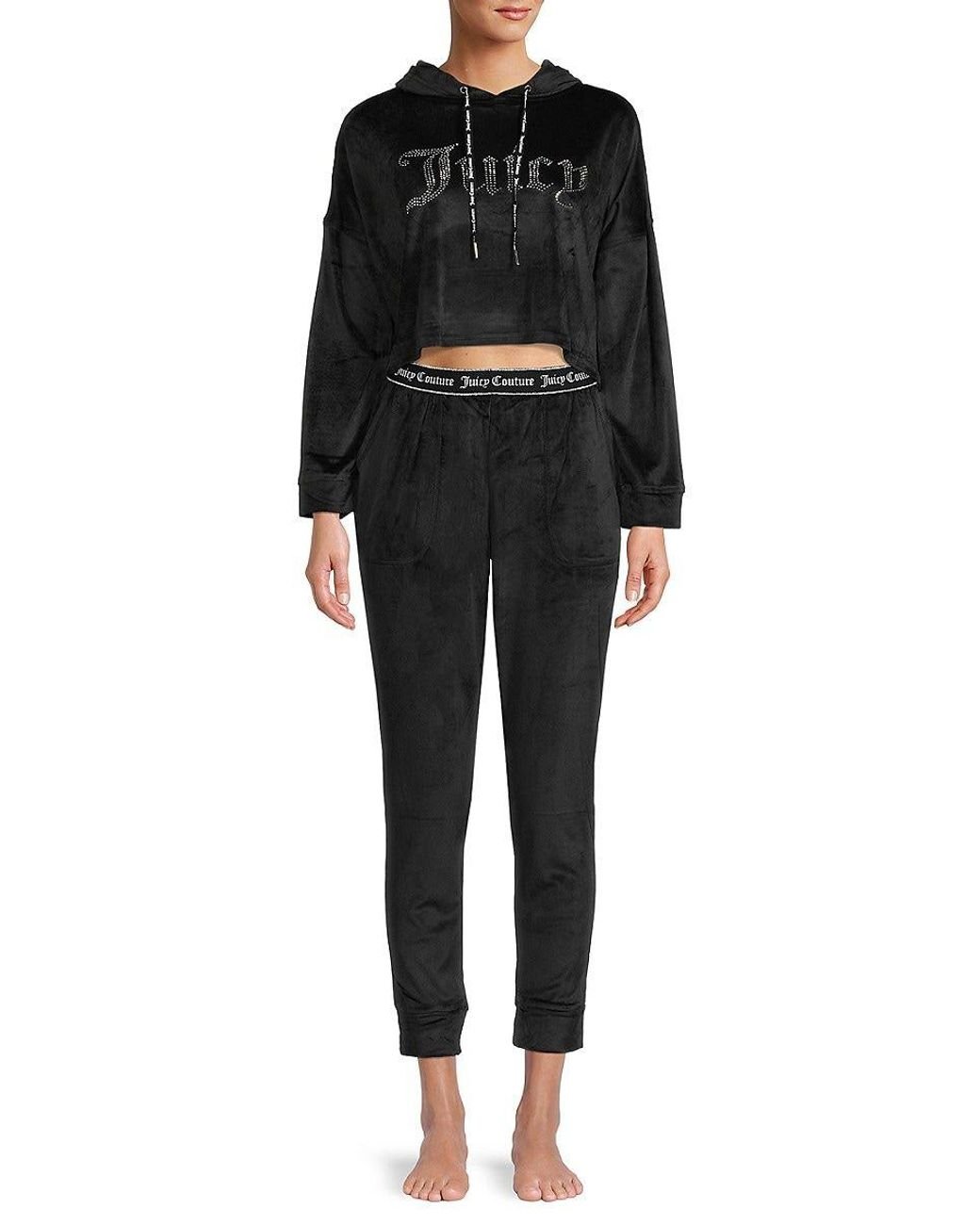 Juicy Couture 2 Piece Emebllished Logo Pajama Set in Black Lyst