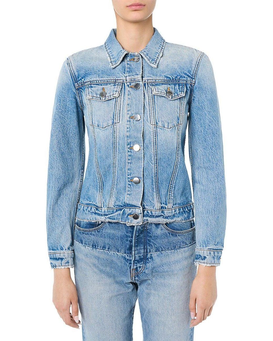 Amiri Seamed Denim Trucker Jacket in Blue | Lyst