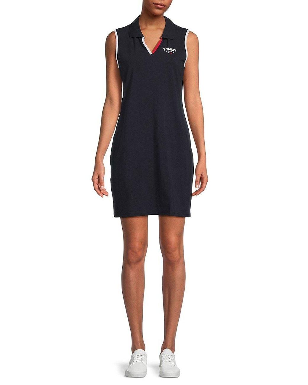 Tommy Hilfiger Logo Mini Polo Dress in Blue | Lyst