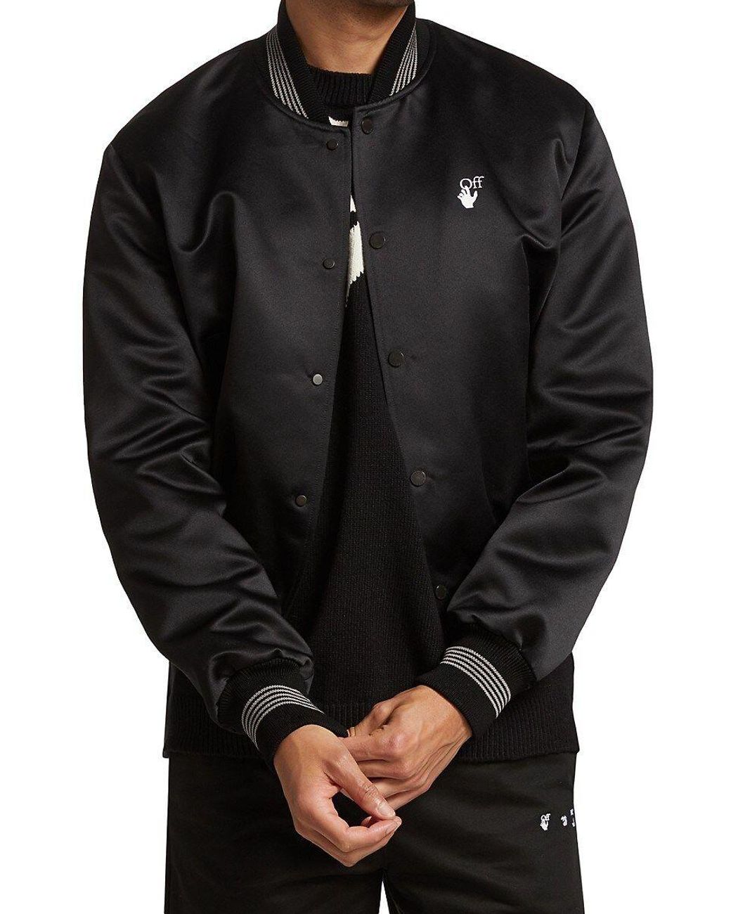 Off-White c/o Virgil Abloh Logo Varsity Jacket in Black for Men | Lyst