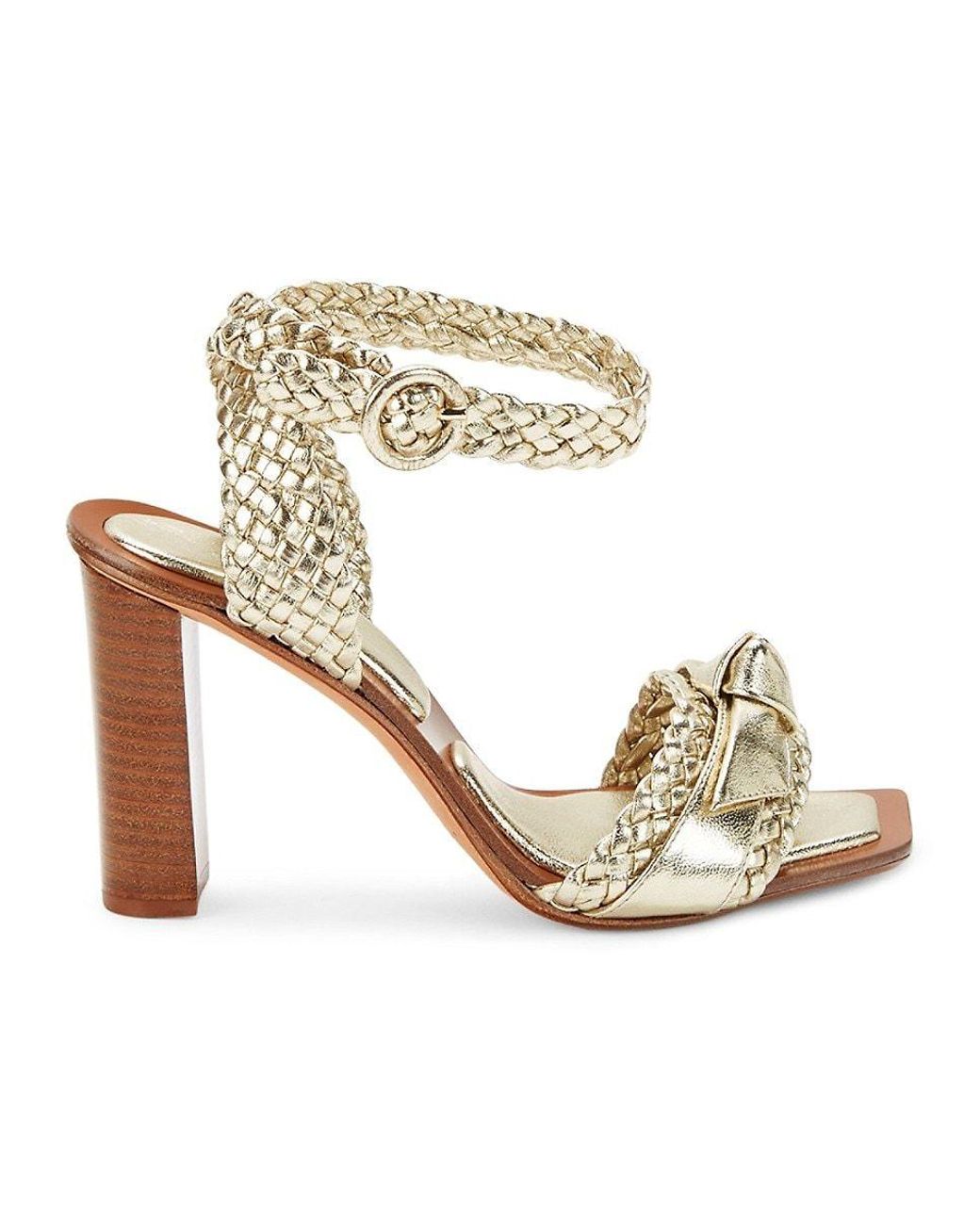 Alexandre Birman Clarita Leather Block Heel Sandals in Metallic | Lyst