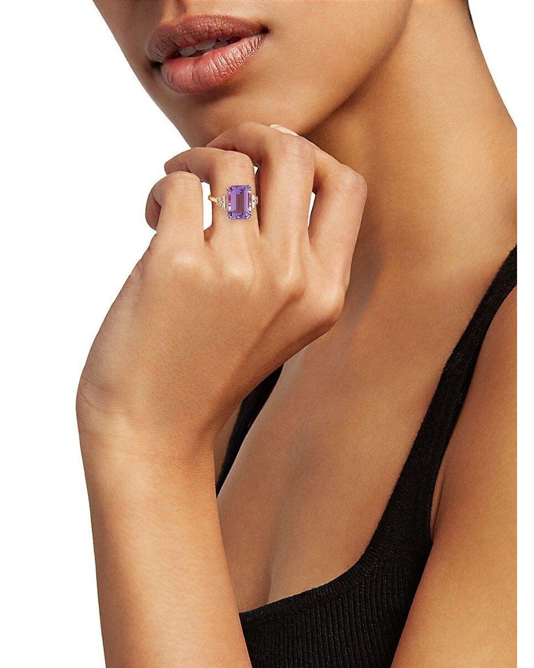 Amethyst & Diamond Ring/size 7 in Purple Womens Rings Effy Rings Effy February 14k Rose Gold 
