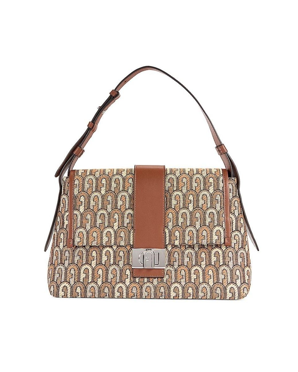 FURLA ロゴプリント ショルダーバッグ 大容量 - メルカリ