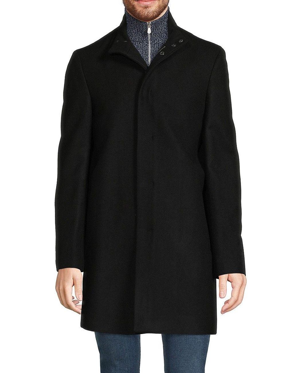 Calvin Klein Mayden Wool Blend Coat in Black for Men | Lyst