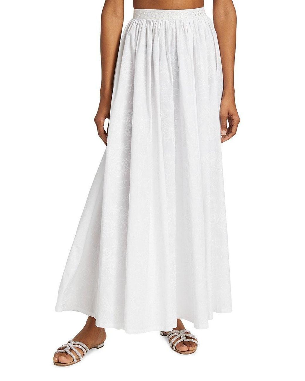 Emporio Sirenuse Camelia Pleated Maxi Skirt in White | Lyst