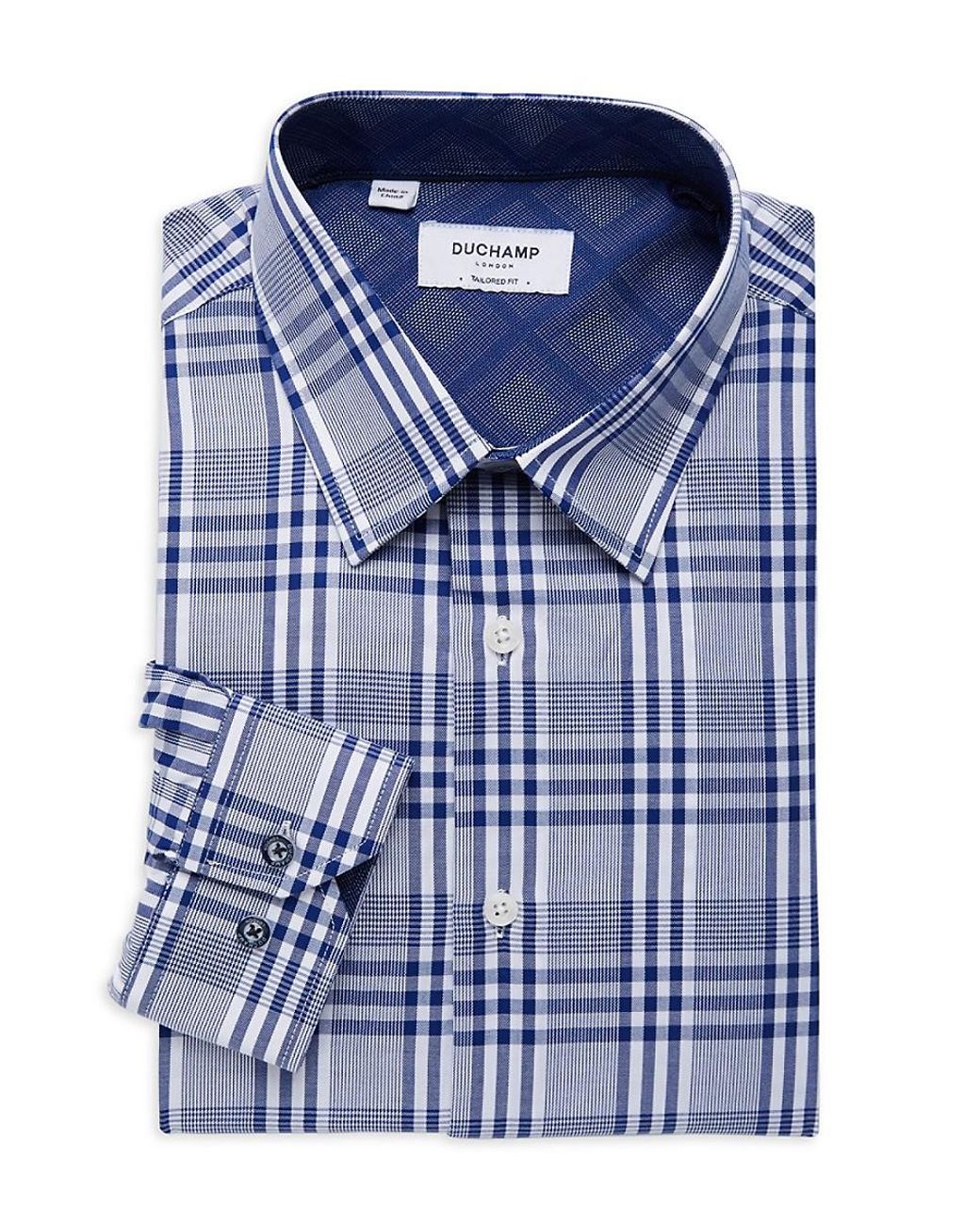 Duchamp Tailored-fit Check Dress Shirt in Blue for Men | Lyst