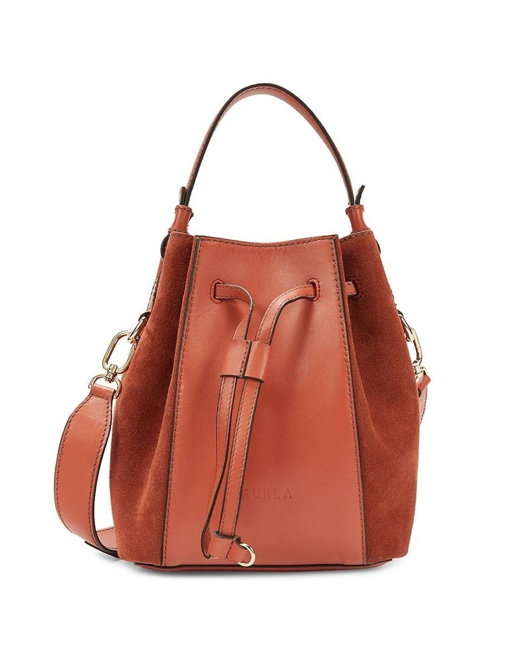 Furla Leather Bucket Crossbody Bag in Red Lyst