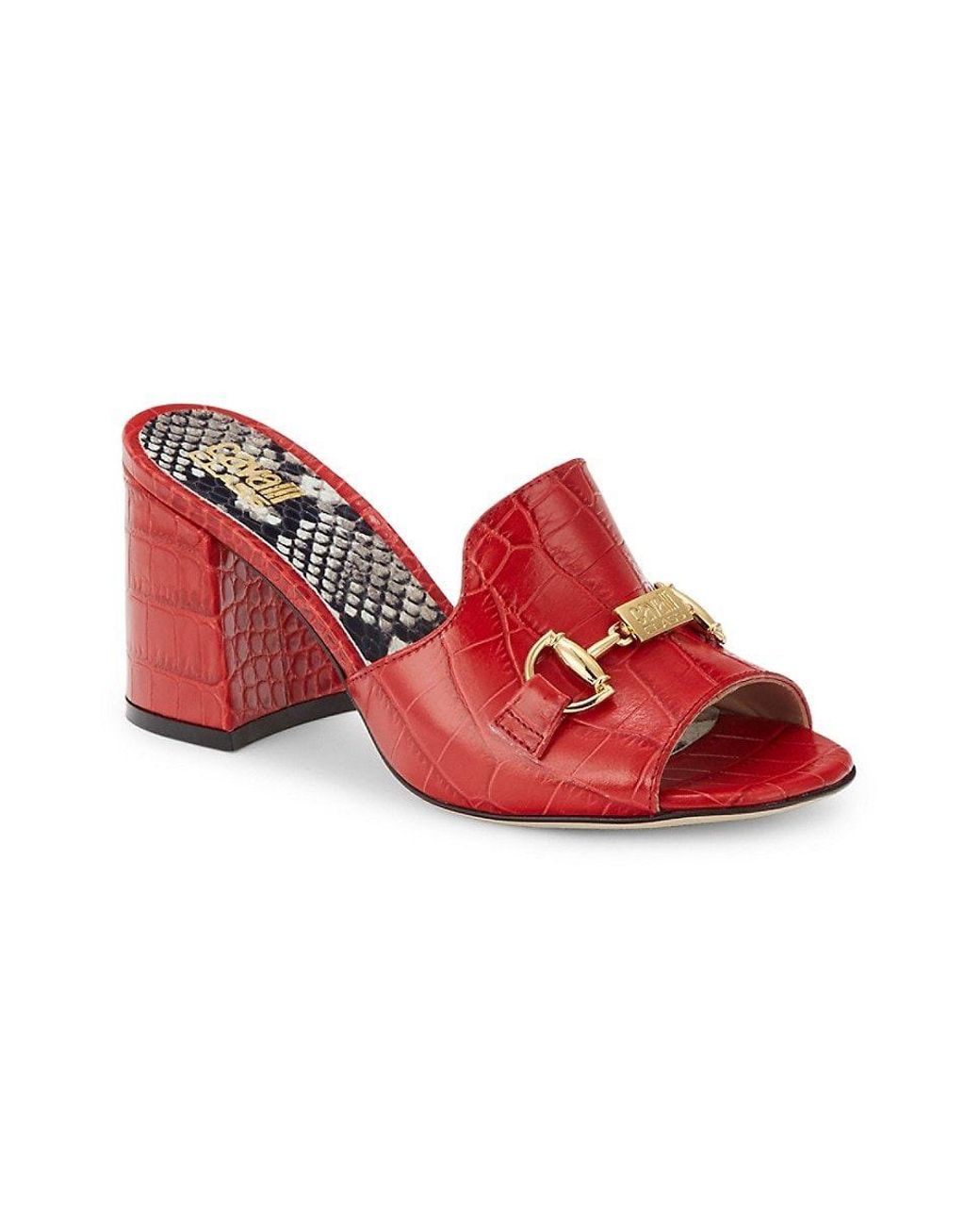 Red block shop heel mules