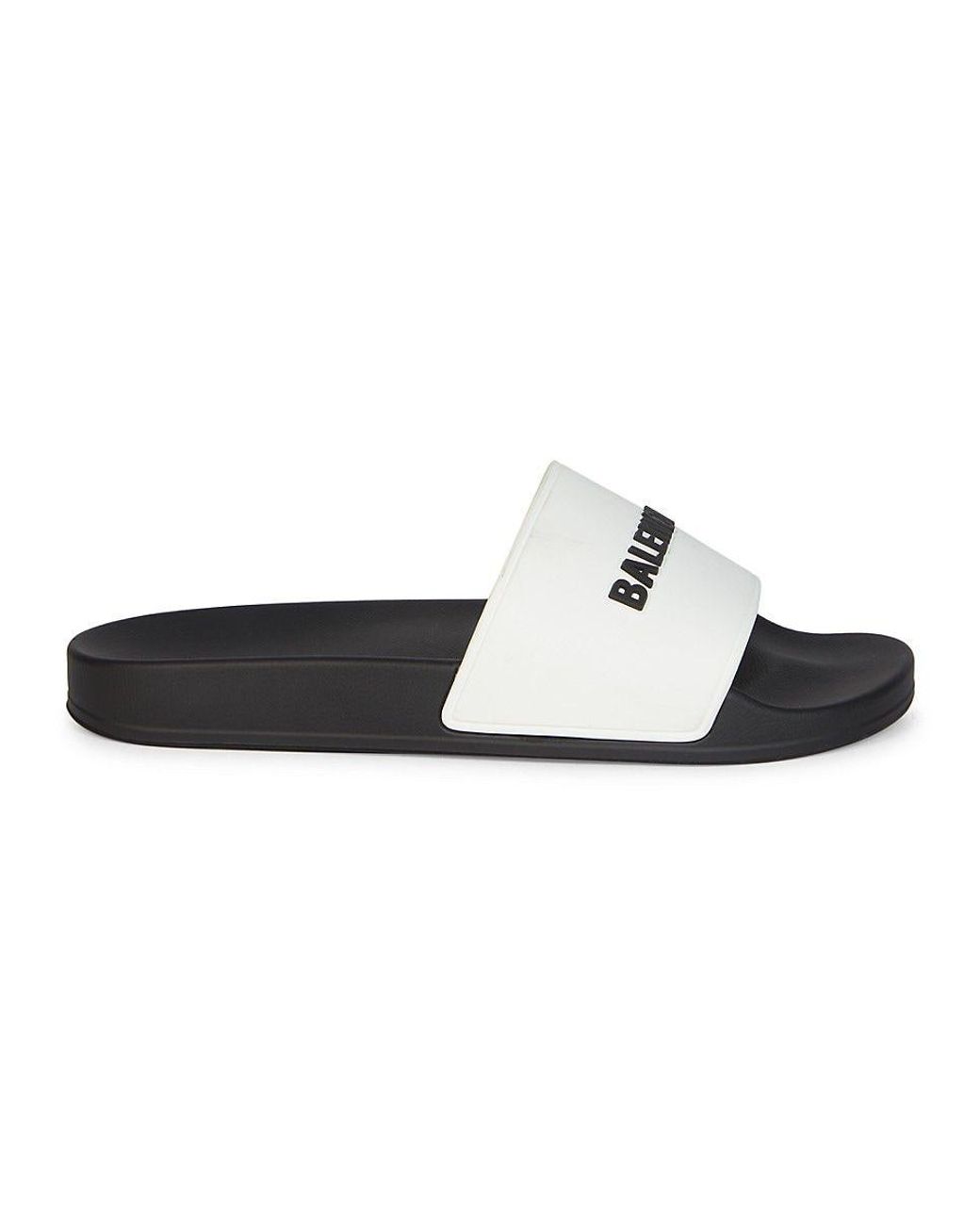 Balenciaga Logo Embossed Rubber Pool Slides in White for Men Lyst