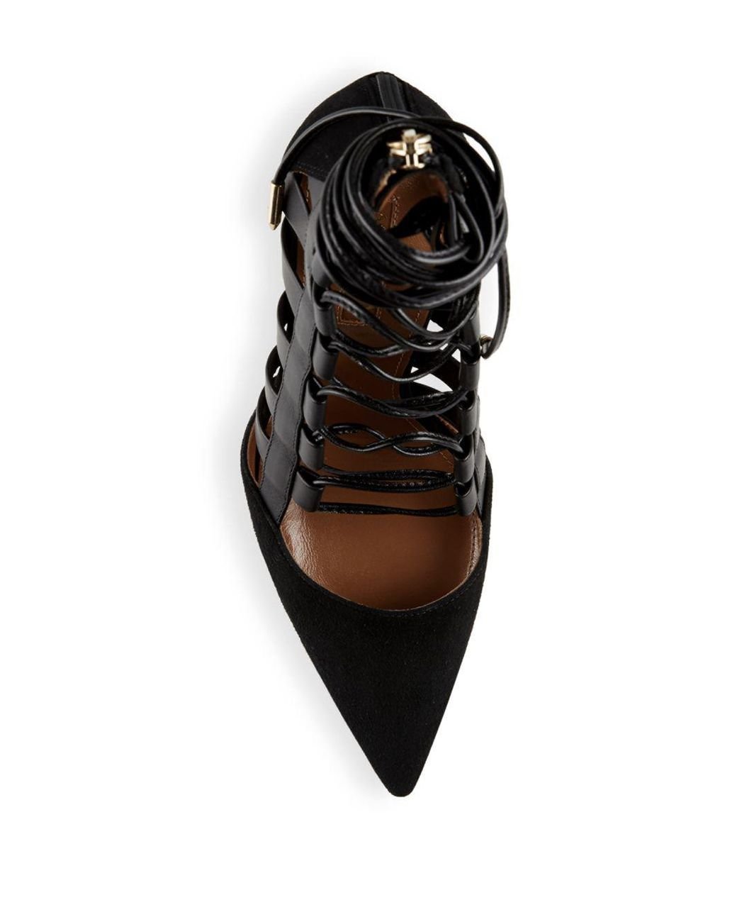 Aquazzura Amazon Leather Lace up Pumps in Black Lyst