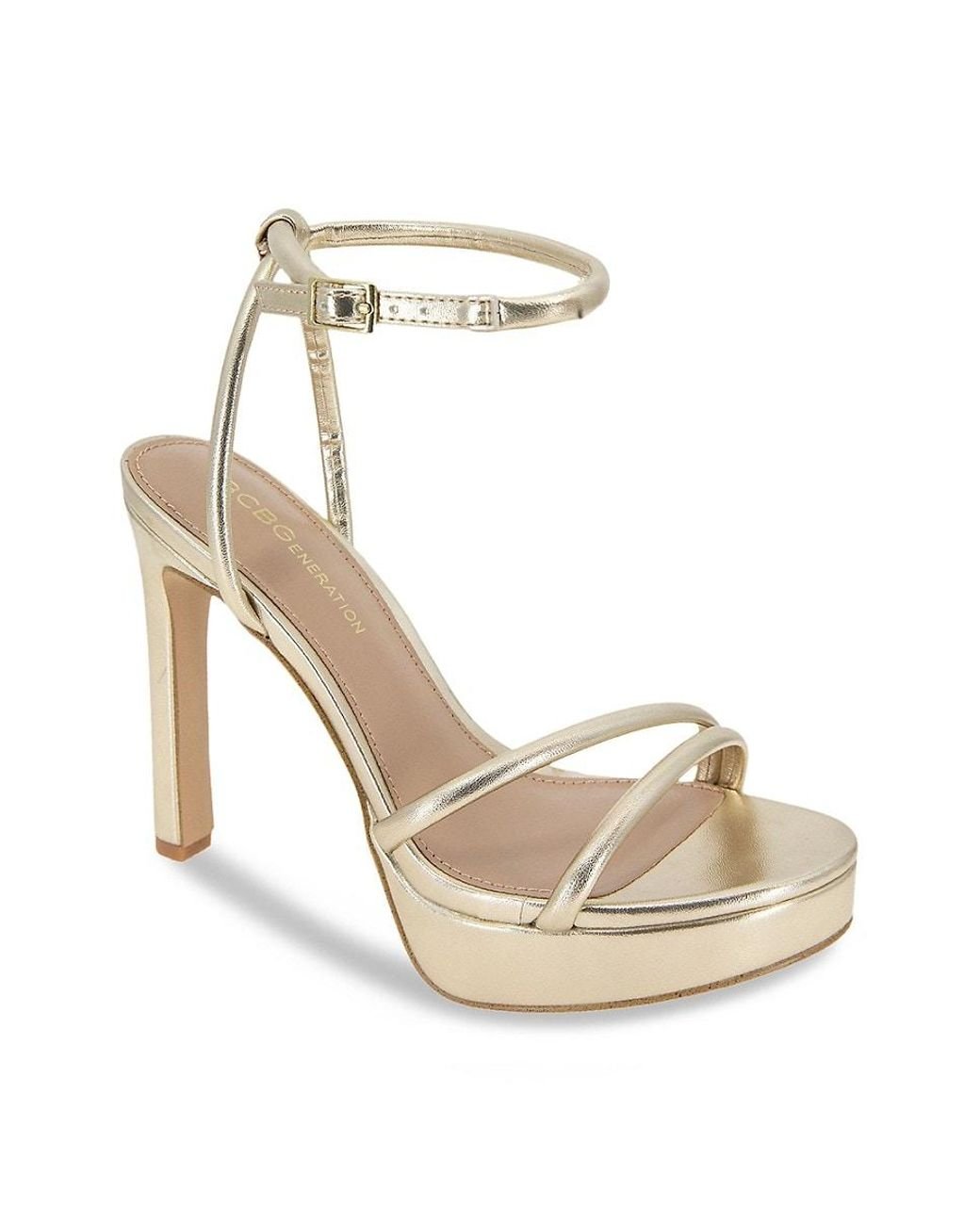 BCBGMAXAZRIA Kendi Metallic Ankle Loop Sandals in White Lyst UK