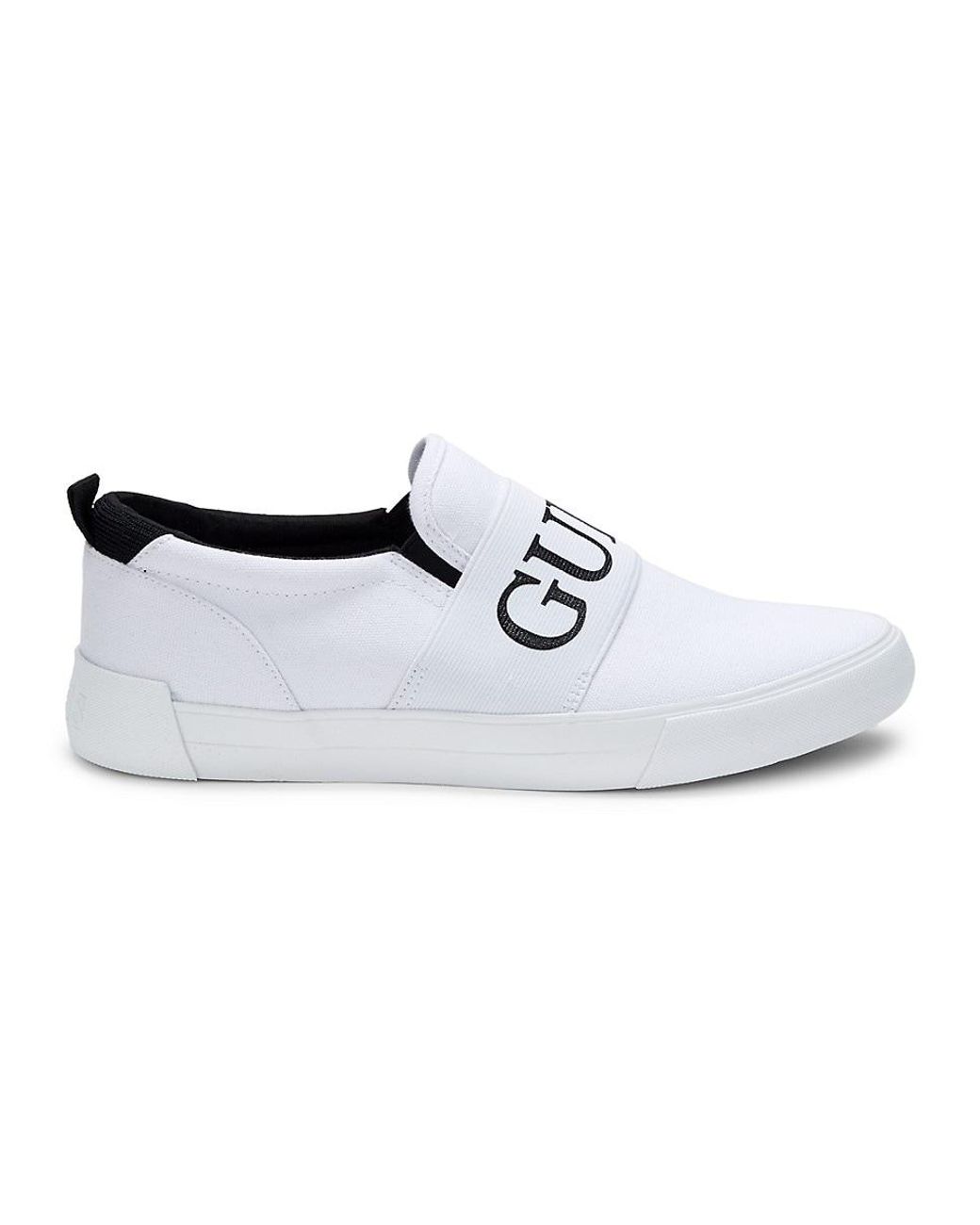 Guess Logo Slip-on Sneakers in White for Men | Lyst