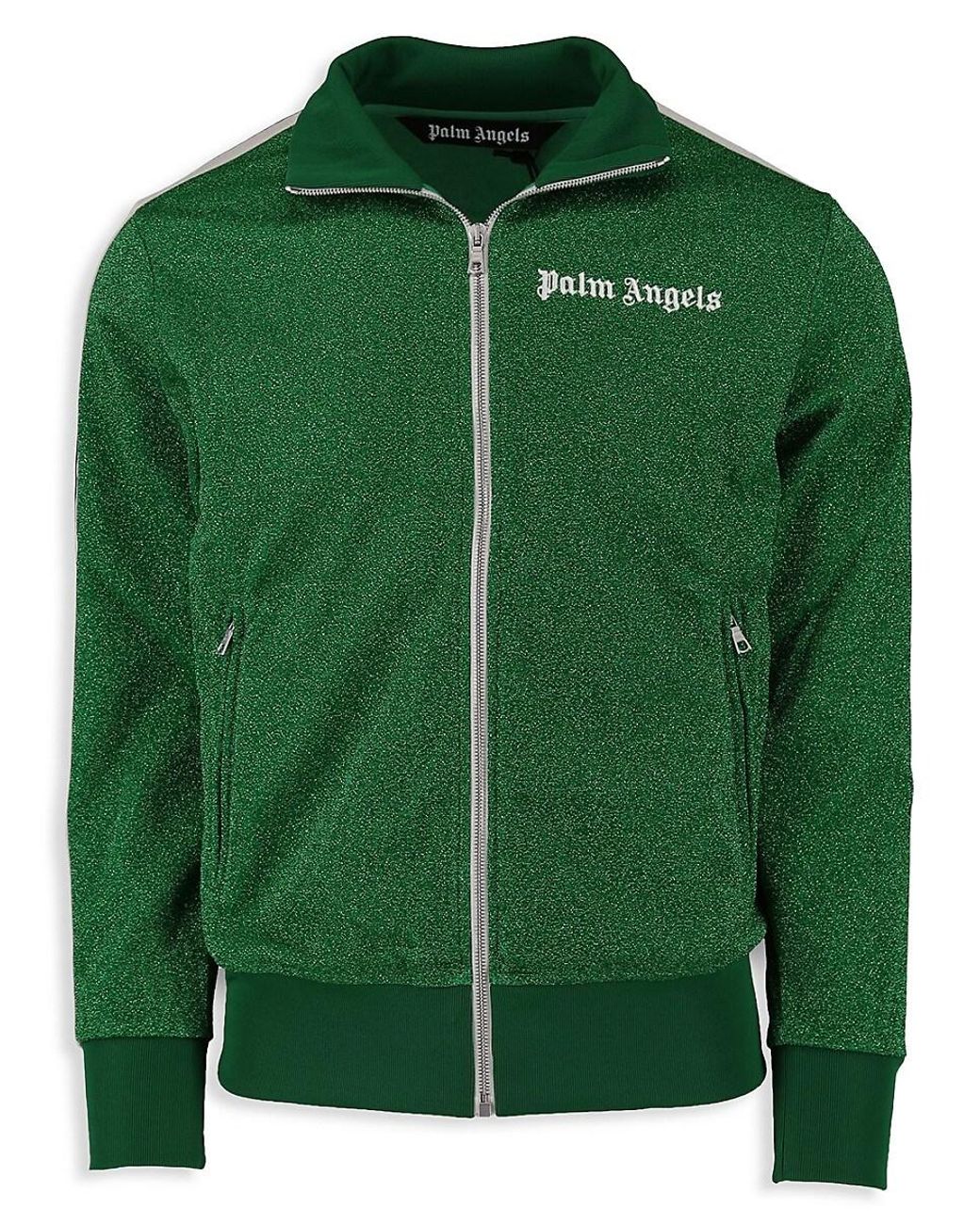 Palm Angels Fitted Glitter Track Jacket in Green for Men | Lyst