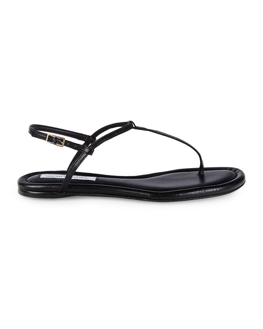 Saks Fifth Avenue Elevated Toe Thong Leather Sandals in Black | Lyst