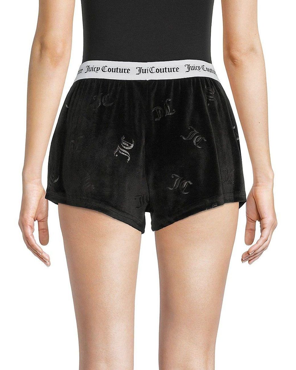 Juicy Couture co-ord velvet brief with logo in black