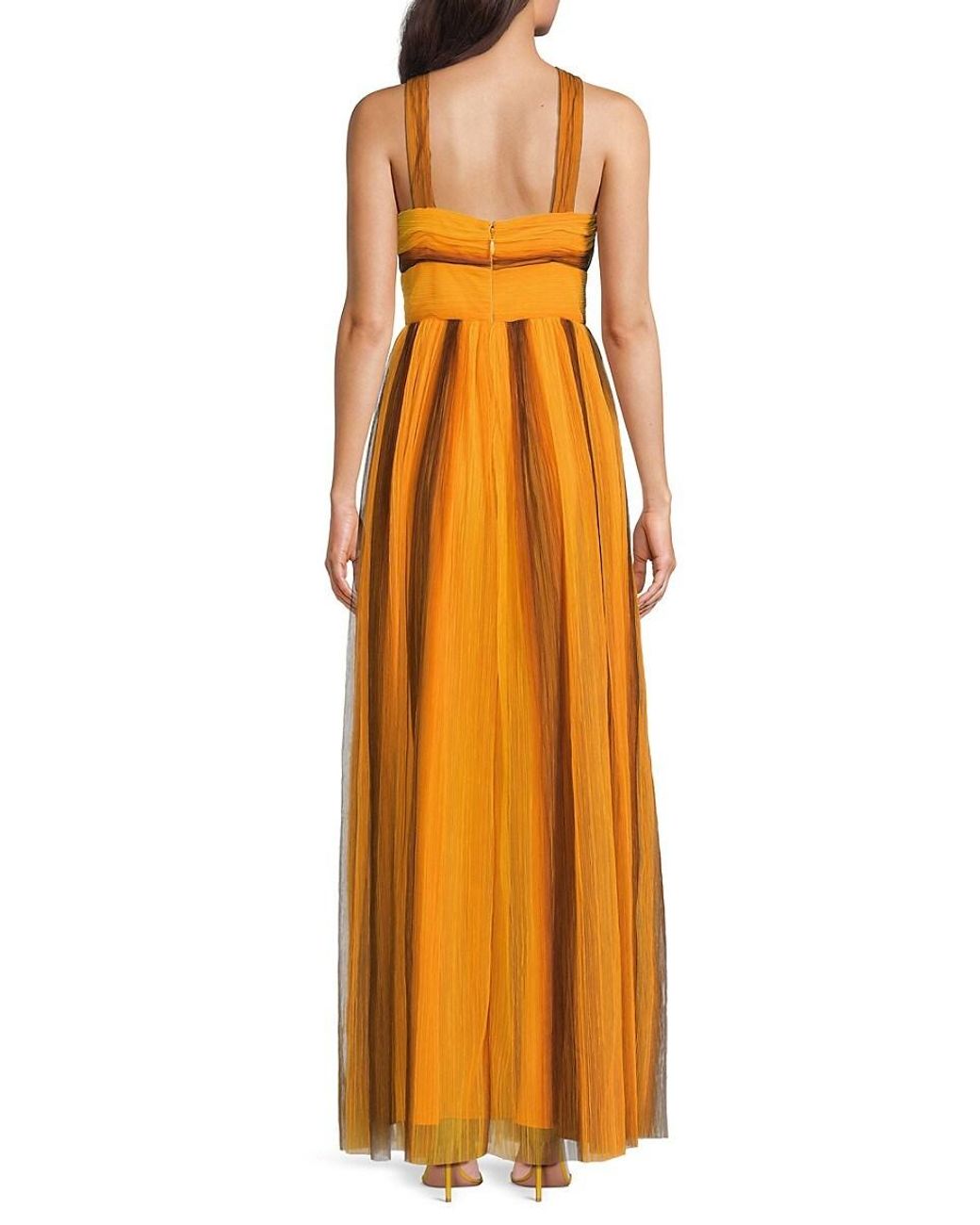 BCBGMAXAZRIA Halter Striped Maxi Dress in Metallic | Lyst