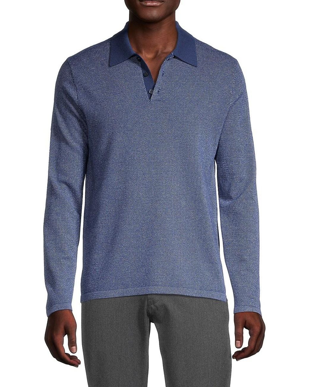 Vince Birdseye Wool & Cashmere Polo in Blue for Men | Lyst