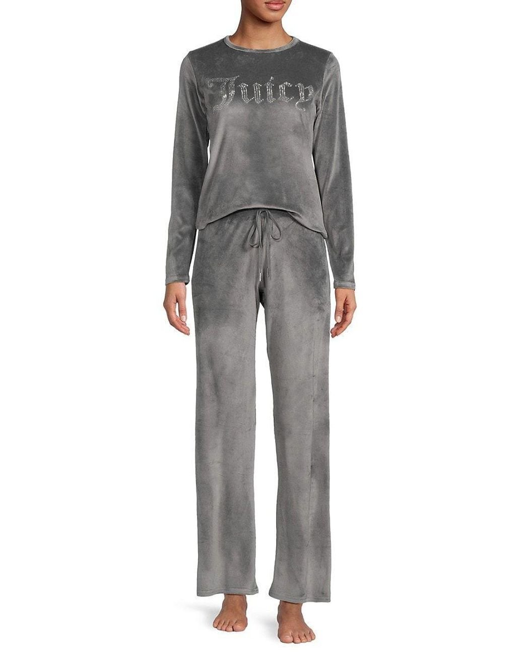 Juicy Couture 2piece Logo Top & Pants Pajama Set in Gray Lyst