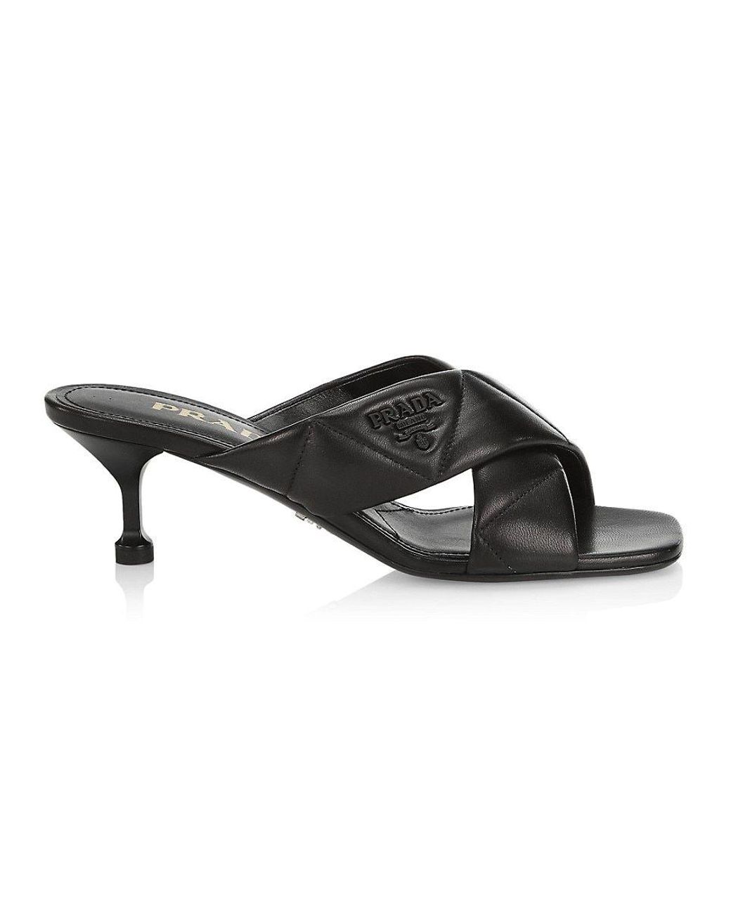 Prada Quilted Leather Sandals in White Lyst