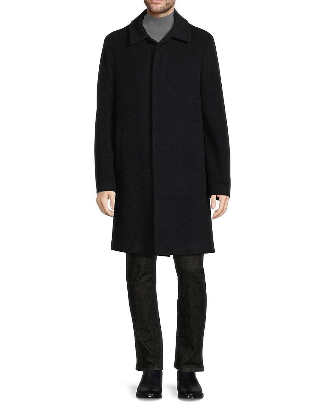 Giorgio Armani Virgin Wool Blend Top Coat in Black for Men | Lyst