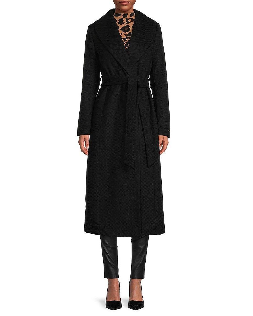 Donna Karan Textured Wool Blend Trench Coat in Black | Lyst
