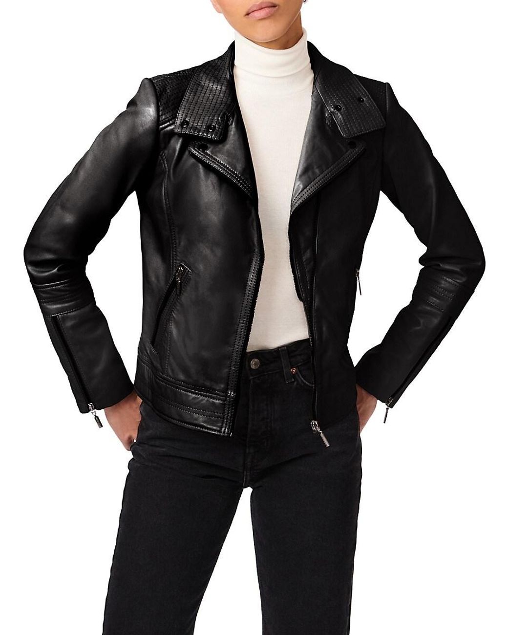 Bernardo Leather Biker Jacket in Black Lyst UK
