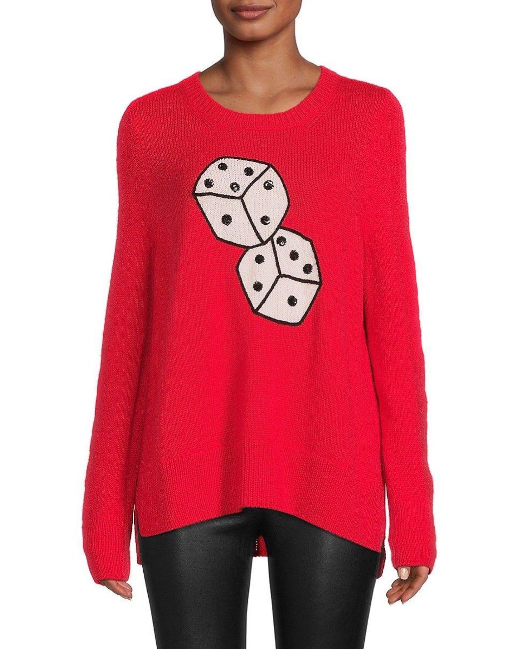 Kate Spade Dice Wool Blend High Low Sweater in Red