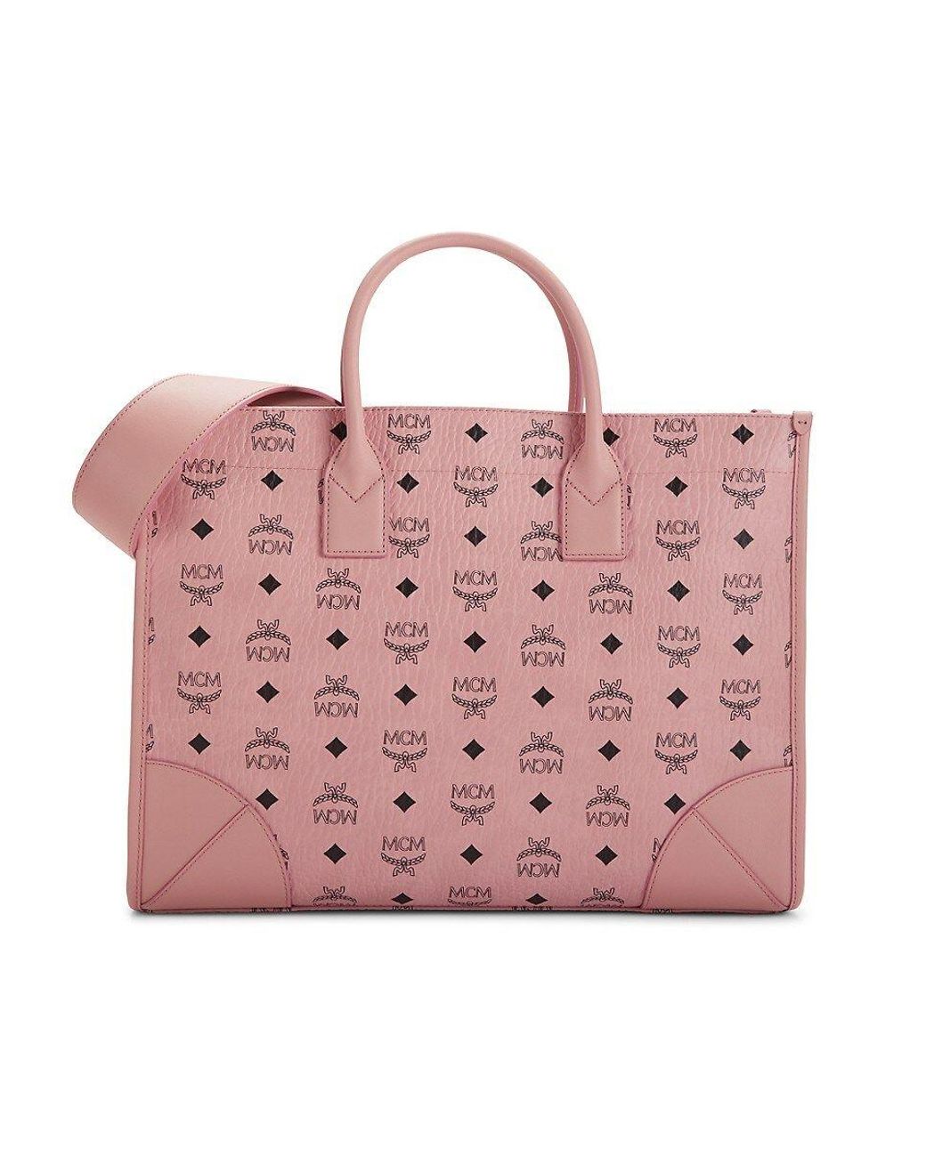 MCM Munchen Leather Tote in Pink | Lyst