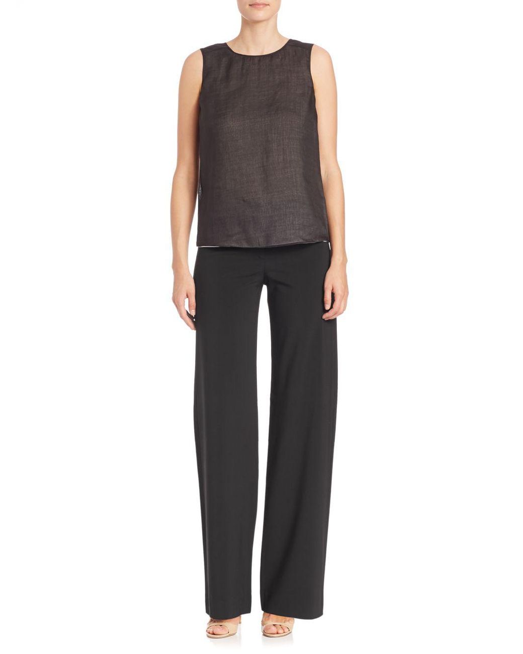 Piazza Sempione Marilyn Wide-leg Tropical Wool Pants in Black | Lyst