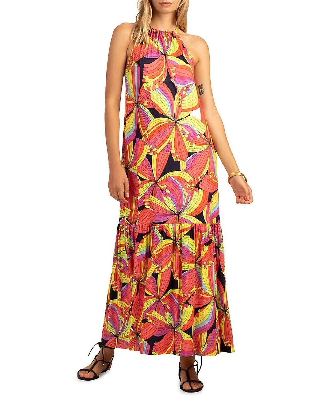 Trina Turk La Concha Printed Maxi Dress in Orange Lyst UK