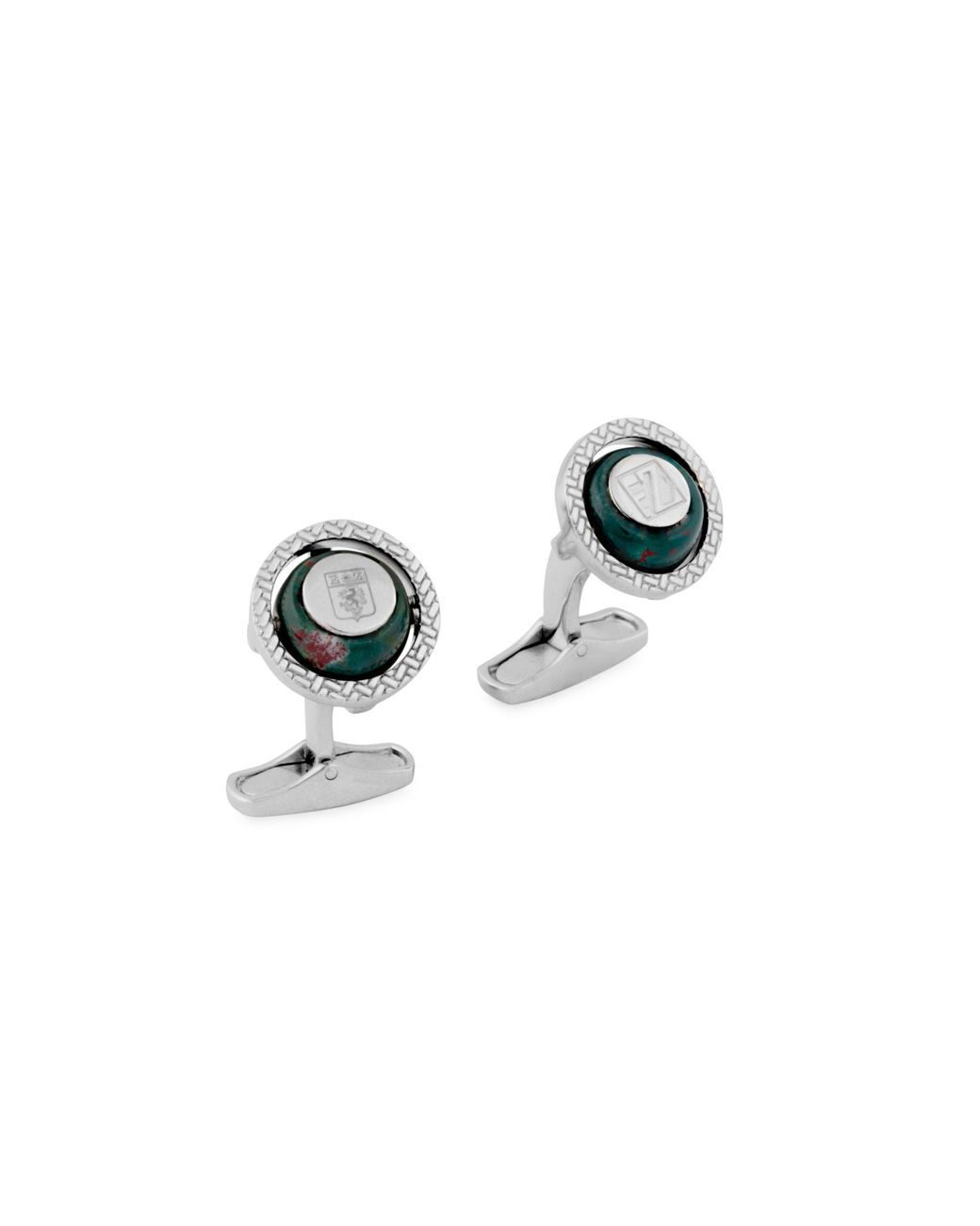 Ermenegildo Zegna Sterling Silver & Blood Stone Rotating Cufflinks in