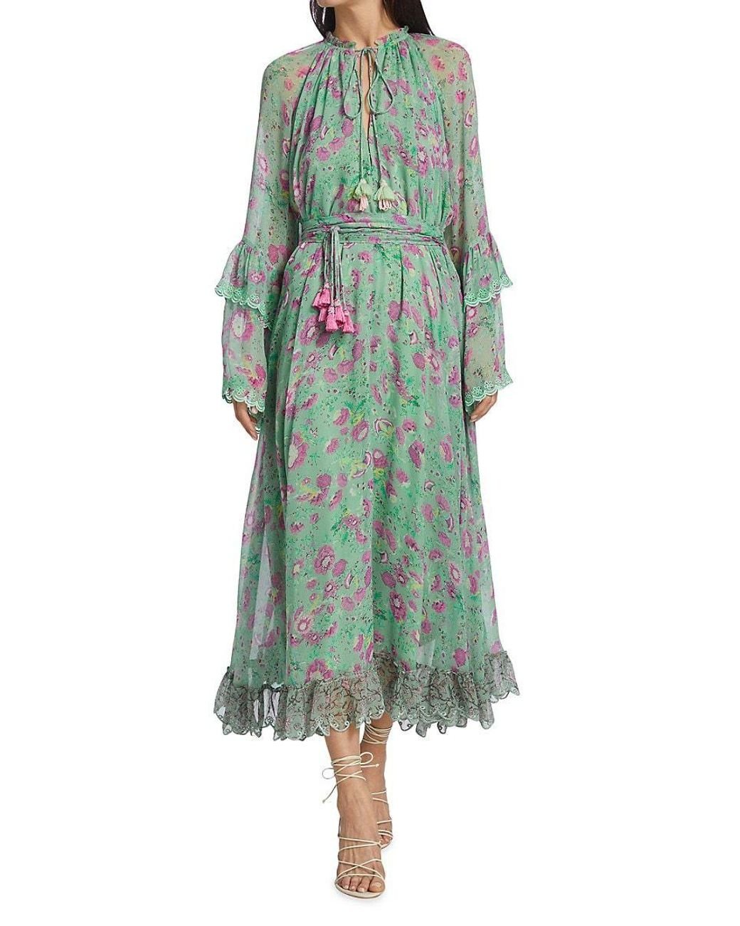 Hemant & Nandita Floral Midi Dress in Green | Lyst