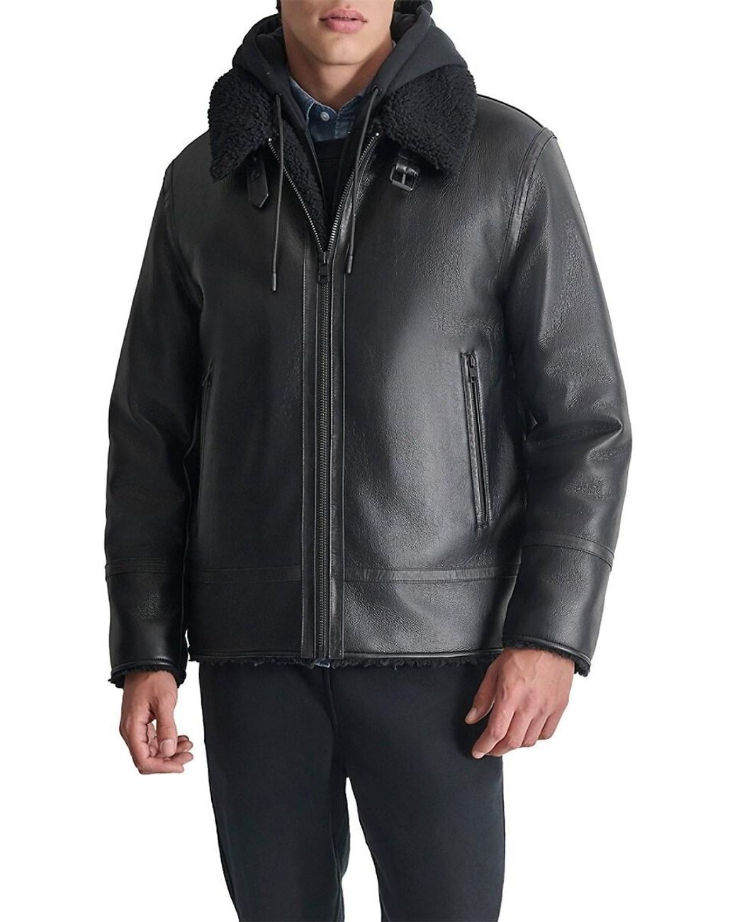 DKNY Switching Leather Jacket Black 4 | PLAYFUL