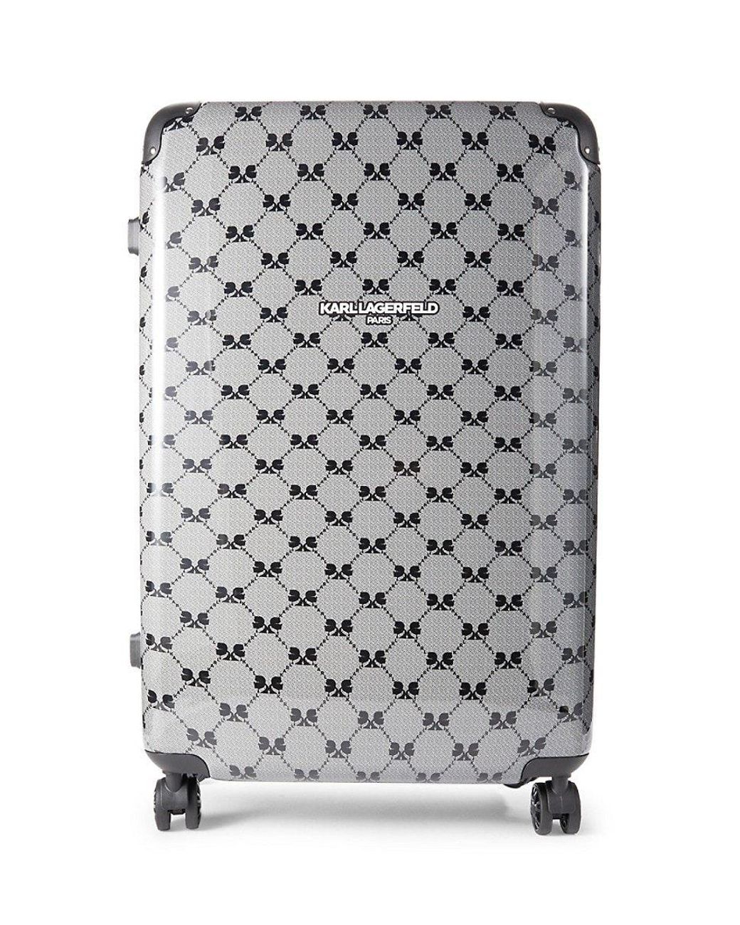 Karl Lagerfeld 28 Inch Diamond Monogram Spinner Suitcase in Gray for