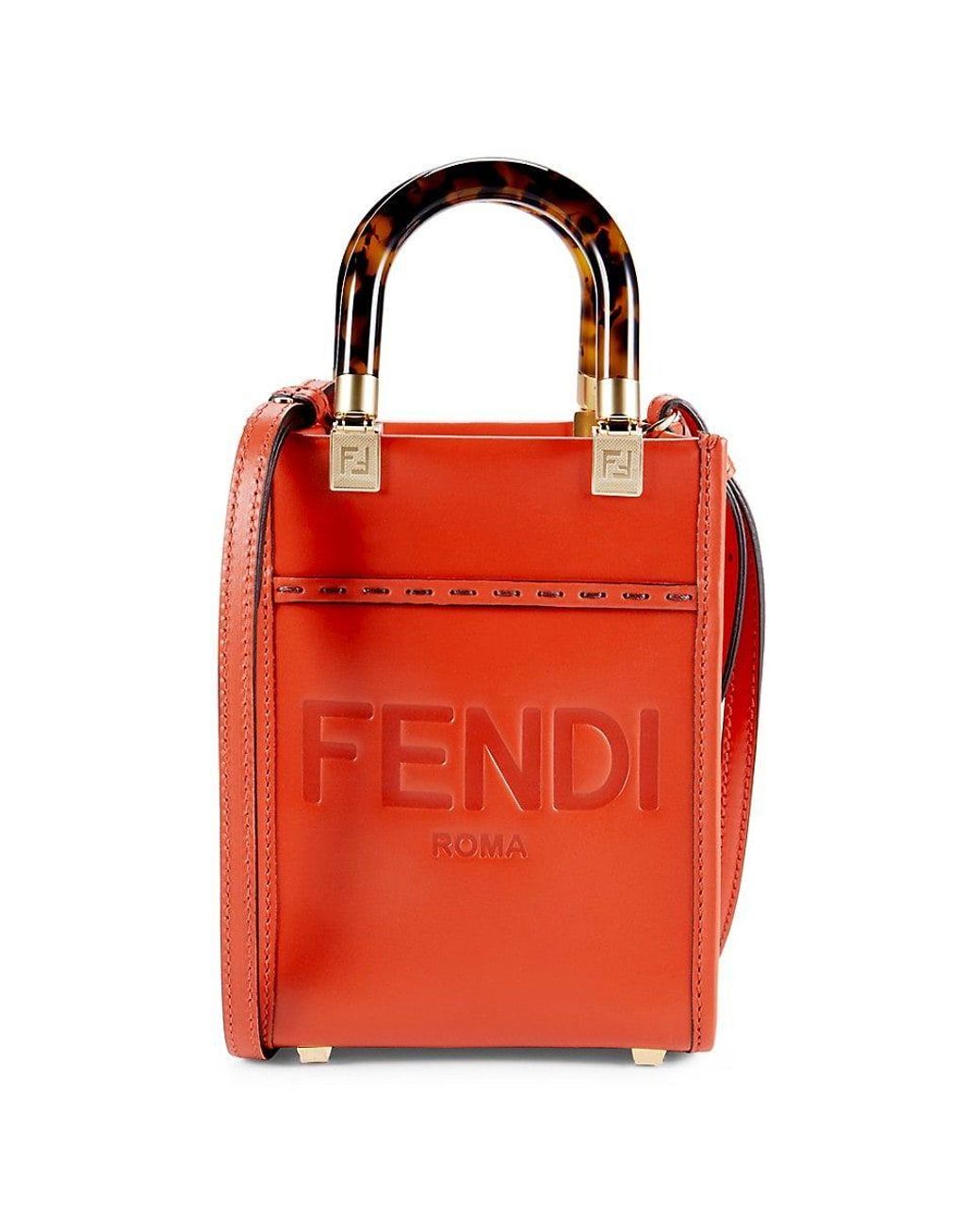 Fendi Leather Bucket Bag in Red | Lyst