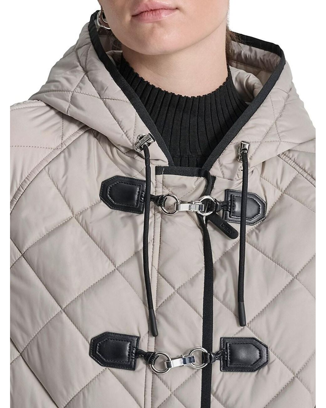 DKNY Toggle Quilted Jacket in Black | Lyst