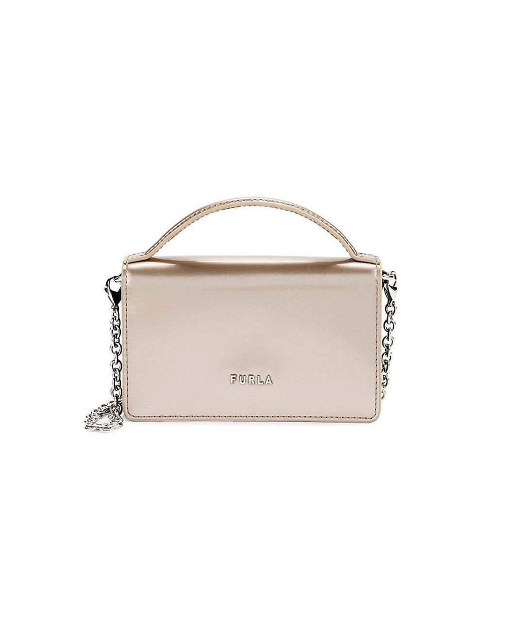 Furla Leather Wallet On Chain in White Lyst
